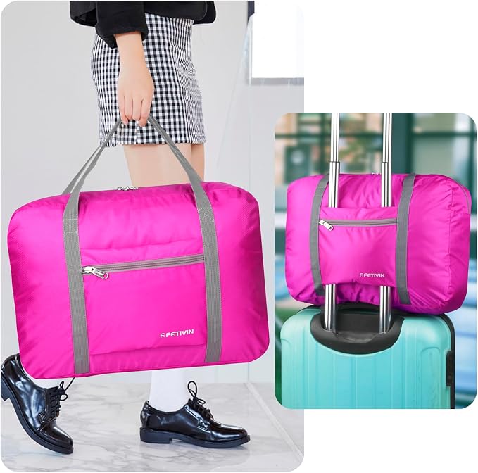 F.FETIVIN Personal item travel bag 17.7x12.6x6.3 for Spirit Airlines Lightweight carry on duffle bag for Gym,Sports,Vacation(Hot Pink) - Image 6