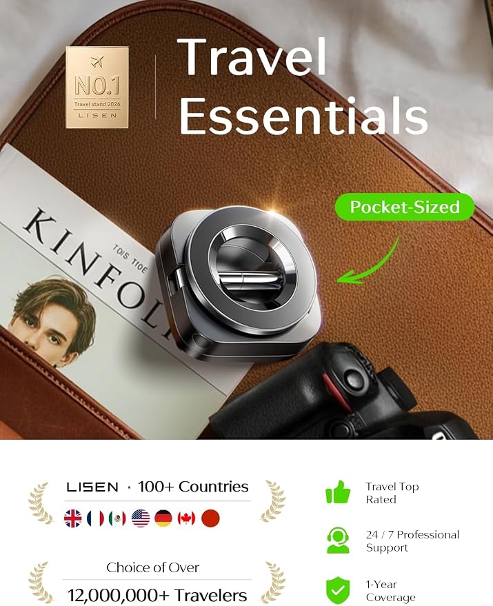 LISEN Airplane Travel Essentials for Flying Airplane Phone Holder for Desk | Phone Stand Hands Free MagSafe Travel Accessories Flying Long Flight Essentials Airplane Gadgets Gifts for Men - Image 3