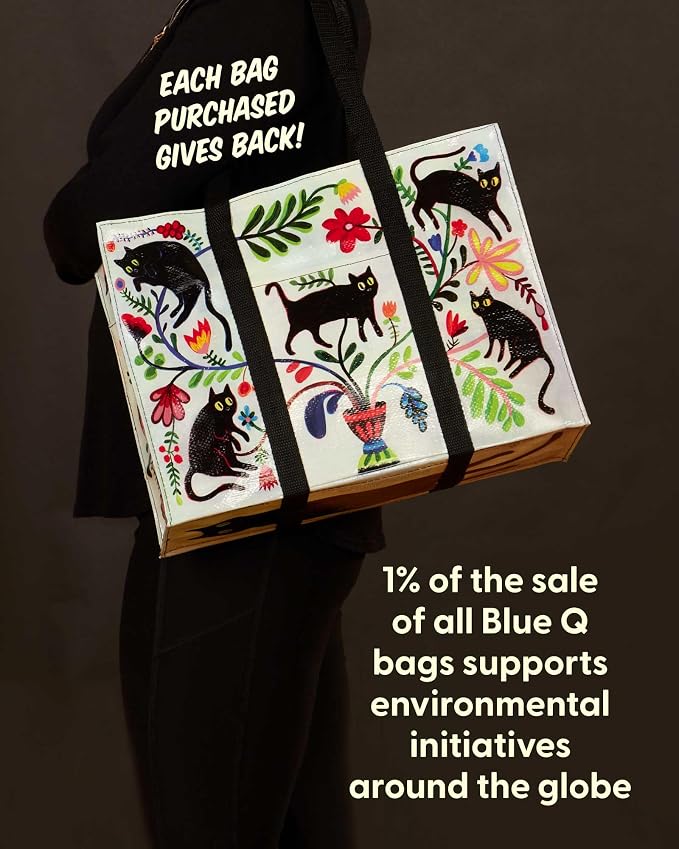 Blue Q Reusable Shoulder Tote Bag – Carry Everywhere Bag with a Hefty Zipper, Durable, Fun Design, 95% Recycled Material - Image 8