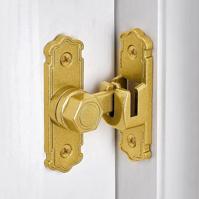 2 Packs Gold Aluminum Alloy 90/180 Degree Gate Lock,Barn Door Latches | Flip Gate Latches,Right Angle Door Lock Latch,Sliding Door Latches,for bedroom,garage,window,pet enclosures,drawer,cabinet - Image 3