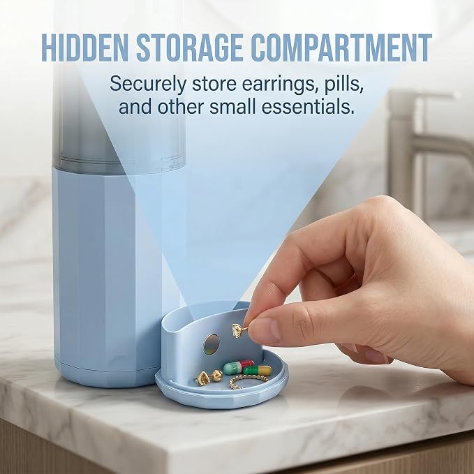 All-in-One Travel Toiletry Organizer with 2 TSA-Approved Size Pump Bottles, Rinse Cup, Quick-Dry Toothbrush Holder & Hidden Storage for Travel, Gym & Dorm - Image 6