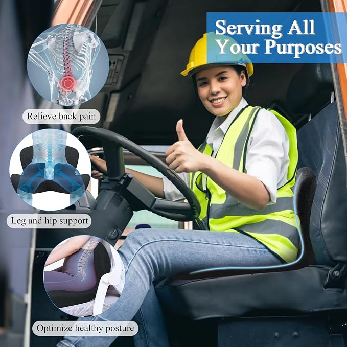 Seat Cushion with Lumbar Support Pillow, Back and Seat Cushion for Office | Ergonomic L-Shaped Car Seat Cushion for Cars, Wheelchairs, Truck Seat Cushion for Sciatica & Lower Back Pain Relief - Image 2
