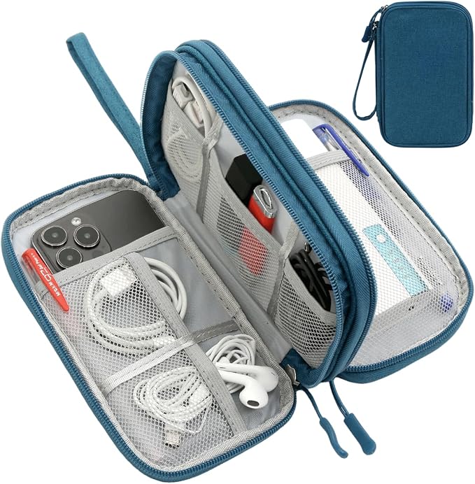CAAORDKSO Electronics Organizer Travel Case, Water Resistant Cable Organizer Bag Cord Organizer Pouch for Cable, USB, Charger, Phone, Power Bank, Earphone, Electronics Accessories (Dark Green, Medium) by Unknown