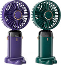 2 PCS Portable Handheld Fan, 12 hours Upgrade 3200mAh Mini Fan with Stand, 90° Foldable, 5 Speed Wind,Hand Held/Neck/Desk 3 in 1 Personal Small Fans, Makeup Fans for Women (Purple, Green) by Unknown