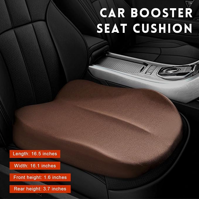 Car Seat Cushion, Ergonomic Memory Foam Auto Seat Boost Mat for Short People Driving, Non-Slip Driver Seats Height Cushion Office Chair Pillow for Tailbone Back Pain Relief (Coffee) - Image 2