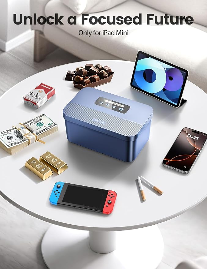 Vaydeer Timed Lock Box, Phone Lock Box with Timer for Focus & Self-Control | Safe Lockable Box with Digital Timer, Unplug from Phones, Video Games, Social Media, Snacks and Reduce Screen Time - Image 2