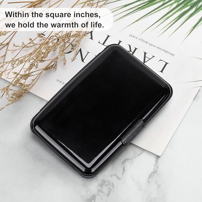 Mini RFID Aluminum Wallet Credit Cards Holder Business Card Case Metal ID Case for Men Women (Black) - Image 6