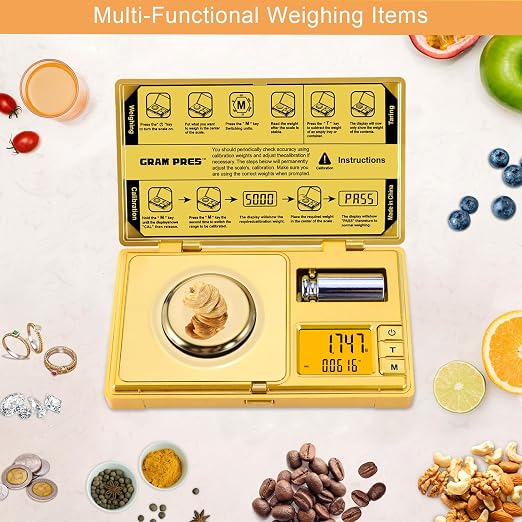 GRAM PRES High Precision Milligram Scale,Digital Mini Pocket Gram Scale | 50g/0.001g Mg Scale For Weighing Powders,Jewelry, Medicine, Gem, Reloading,Gold Scale With Cal Weight, Tweezer And Tray - Image 6