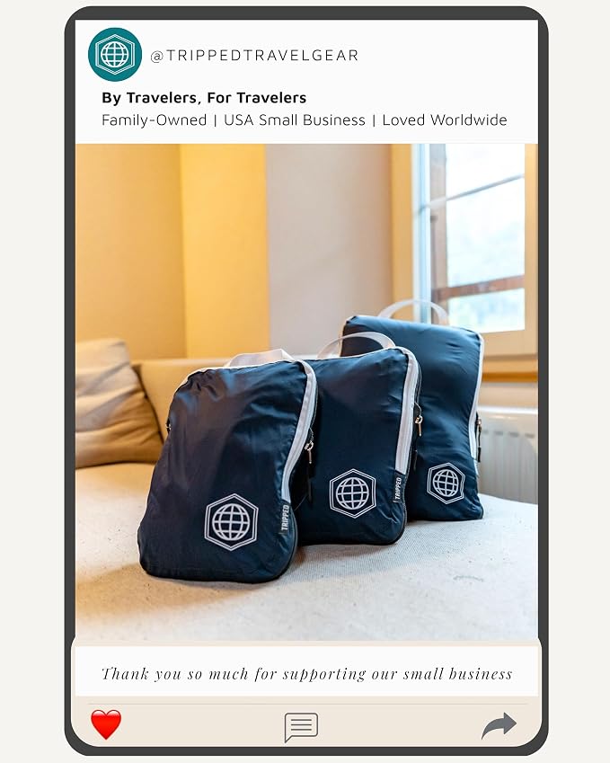 TRIPPED Travel Gear Compression Packing Cubes for Carry-On Travel 6-Pack | Ultralight Ripstop Packing Cubes with Compression Zippers for Organized Carry-On Luggage, Backpack, and Travel Packing - Image 9