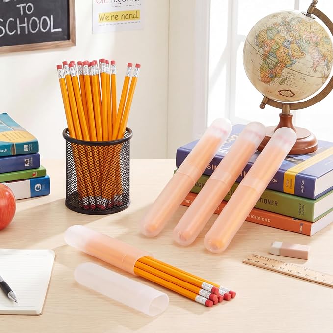 24 Sets Travel Toothbrush Holder with Pencils Bulk Portable Toothpaste Travel Case Multipurpose Toothpaste Boxes Toothbrush Case Storage for Classroom Home School Use (White) - Image 4