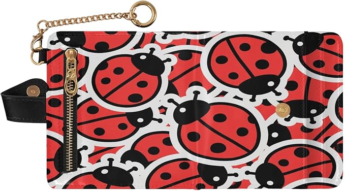 Red Ladybug Sticker Women's Wallets RFID Blocking,Credit Card Holder Bifold Wallet,Slim Card Cases,PU Leather Travel Wallet for men Girls - Image 2