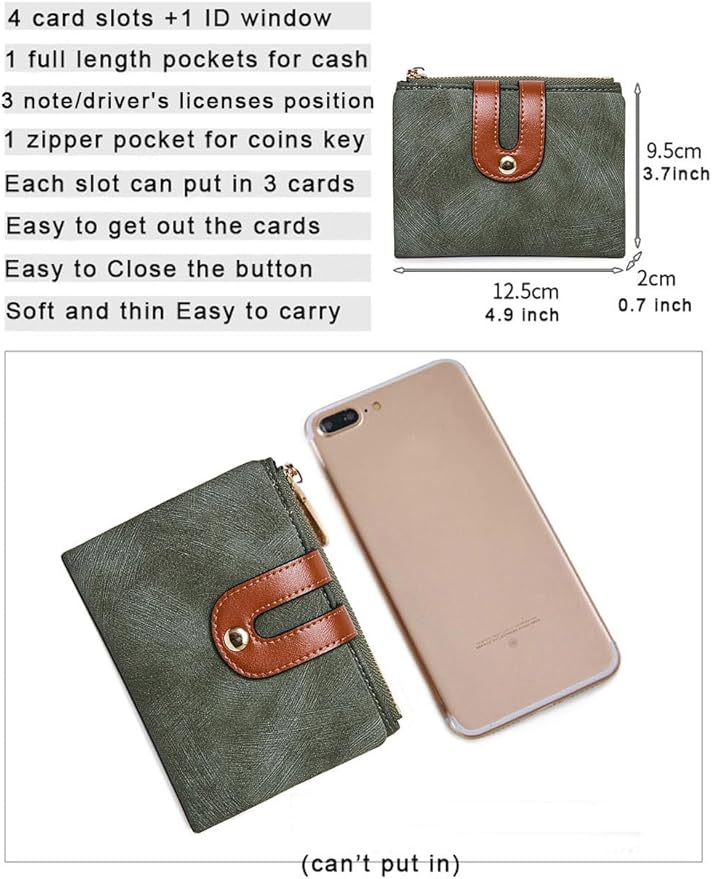 AOXONEL Women's Rfid Small Bifold Leather Wallet Ladies Mini Zipper Coin Purse id card Pocket,Slim Compact Thin - Image 6