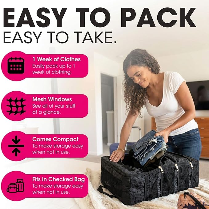 Hanging Packing Cubes for Suitcase, Travel Luggage Organizer. | Easy Packing for Carry-On, Black, KOYOME - Image 3