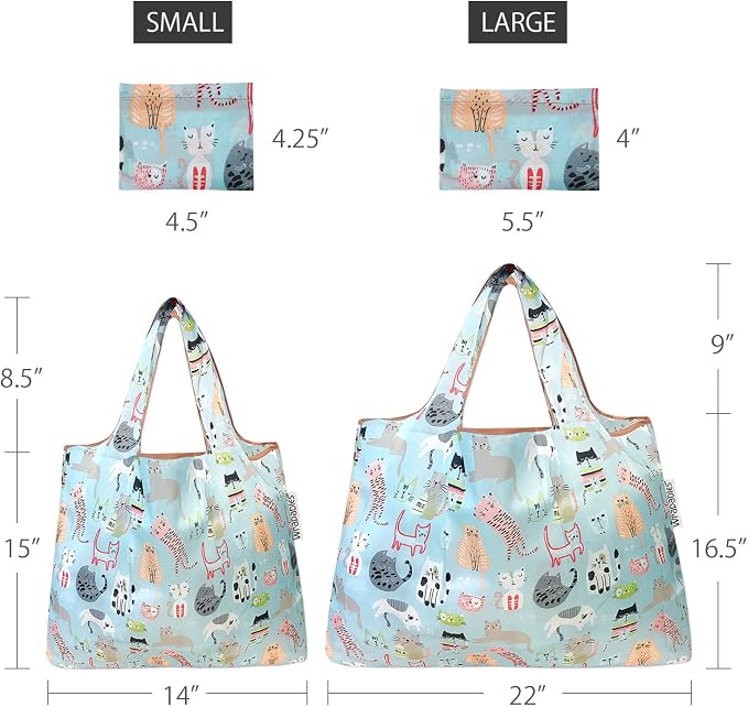 allydrew Large Foldable Tote Nylon Reusable Grocery Bags - Image 3