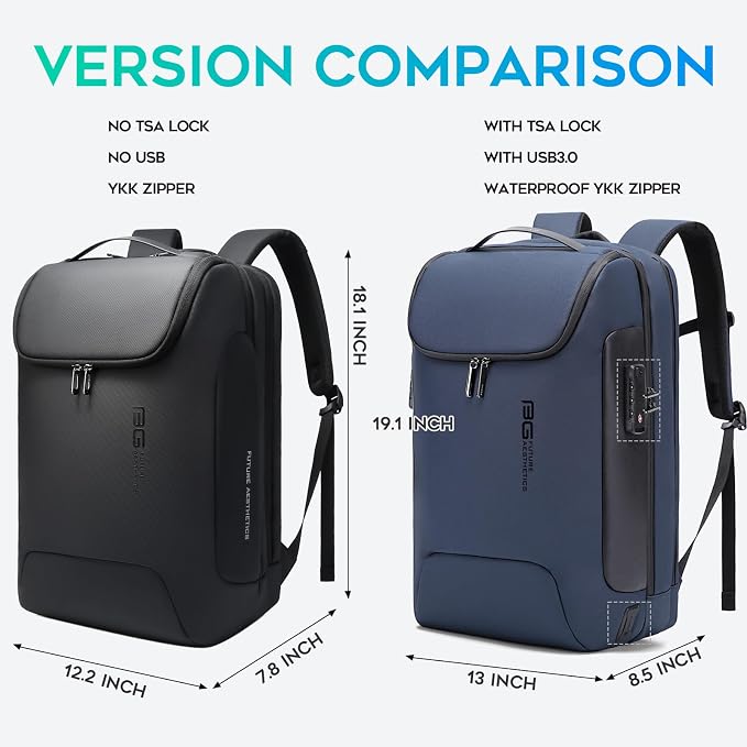 BANGE Anti-Theft Backpack with USB Charging Port 17.3 Inch Business Laptop Backpack - Image 6