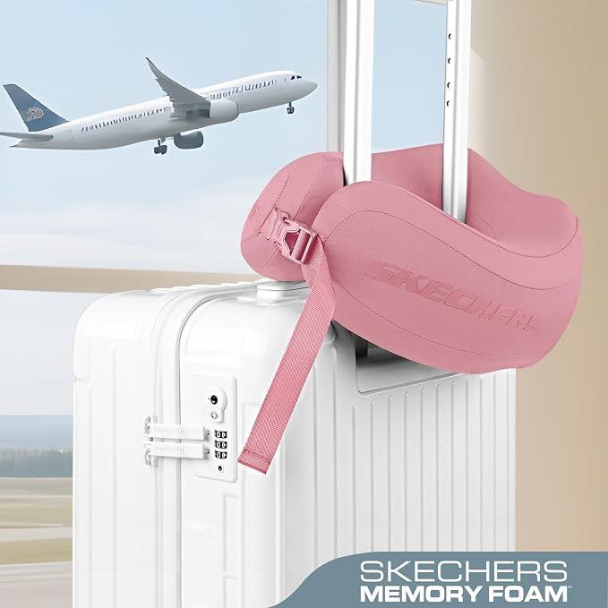 Skechers Neck Pillow for Traveling,Memory Foam Travel Neck Pillow for Airplane Travel Pillow for Flight Headrest Sleep, Portable Plane Accessories,Pink - Image 4
