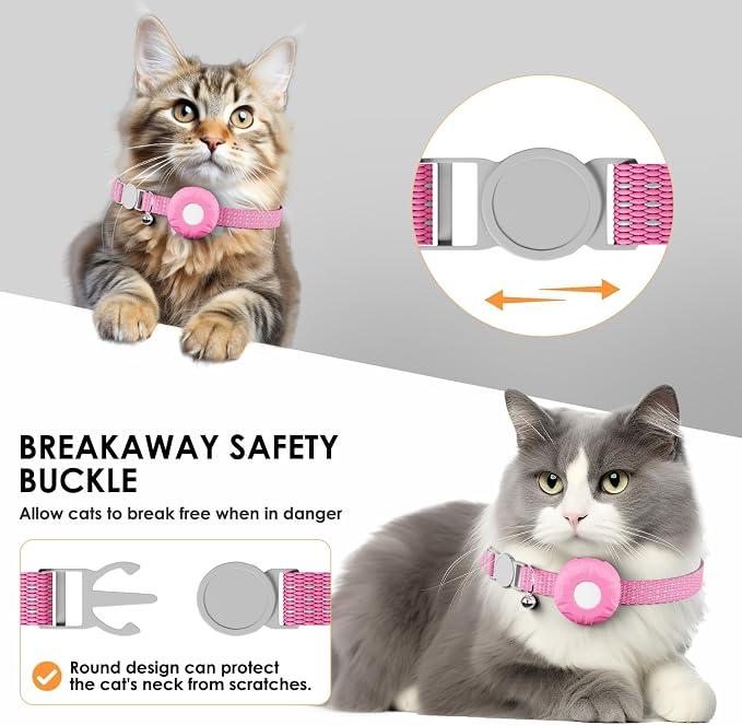 GPS Tracker for Cats,Cat Tracker with Real-Time Location, Pet Tracker with Cat Collar,Compatible with Apple Find My App (Only iOS),No Monthly Fee,Waterproof,Anti-Lost Device (Pink) - Image 5