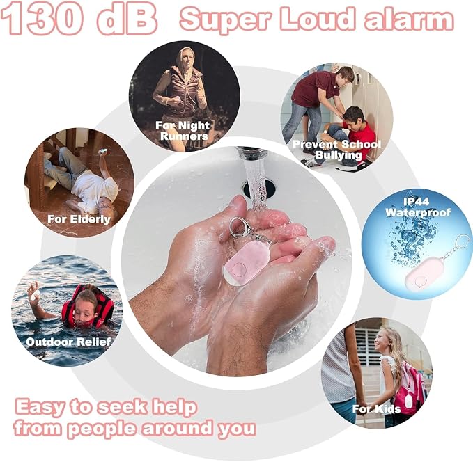 Hion Personal Safety Alarm for Women, Rechargeable 130dB Self Defense Alarm Keychain with LED Flashlight, Emergency Safe Sound Security for Children Elderly College Girls Men, Black - Image 7