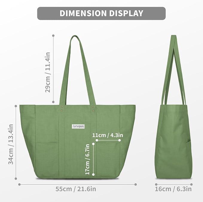 HOMESPON Large Canvas Tote Bag, Magnetic Work Laptop Pack for Women | Everything Bag, Multi Pockets, Internal Laptop Sleeve - Image 4