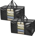 BALEINE 2-Pack Oversized Moving Bags with Reinforced Handles, Heavy-Duty Storage Tote Moving Supplies for Packaging, Camping (Black w/Window, 2-Pack) by BALEINE
