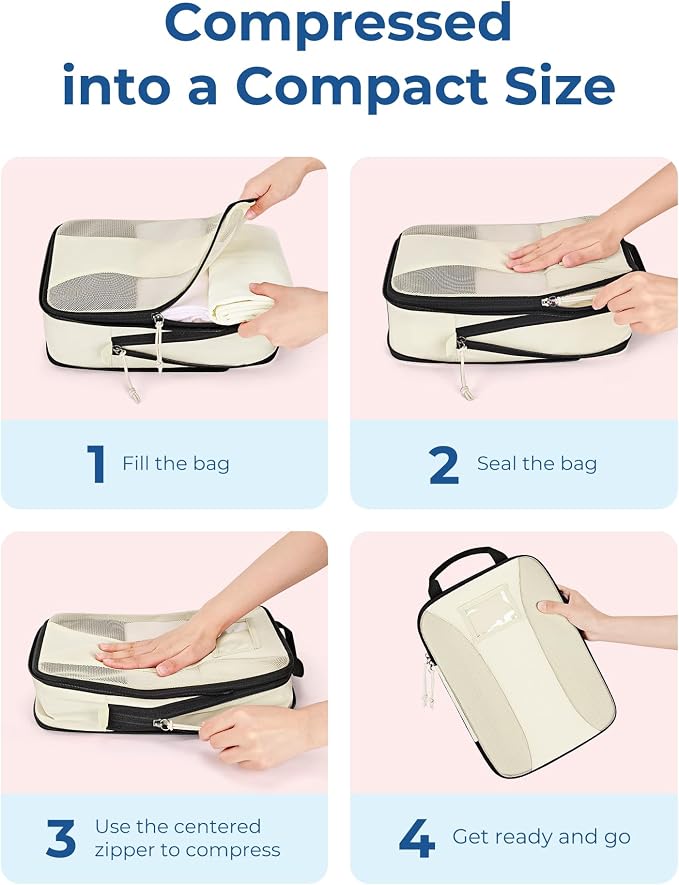 BAGSMART Compression Packing Cubes, 6 PCS Packing Cubes for Suitcases, Travel Bags Organizer for Luggage, Lightweight Packing Cube for Travel Essentials - Image 7