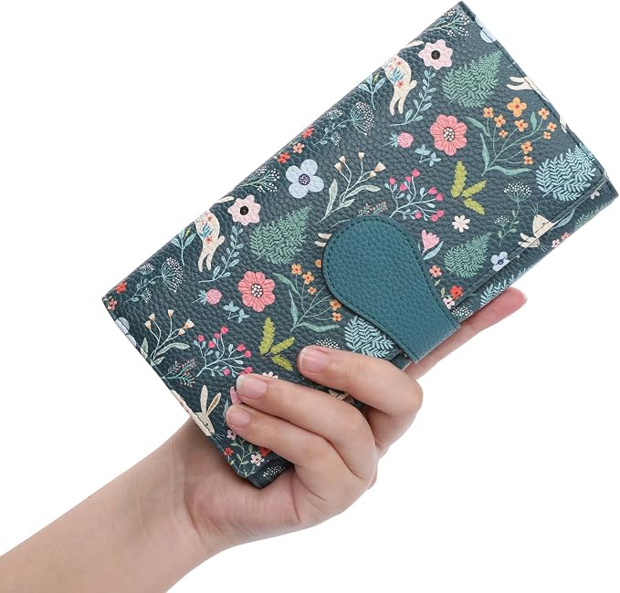 GOIACII Women's Wallet RFID Blocking Large Capacity Card Holder Ladies Phone Clutch Travel Long Purse Rabbit Print - Image 6