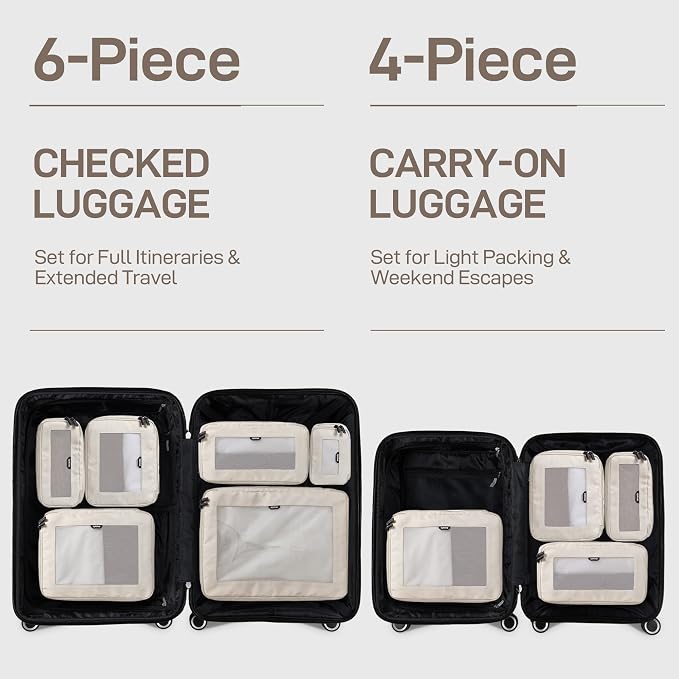 EPICKA TripCozy Compression Packing Cubes, 4 Set, Beige | Durable Expandable Travel Organizer Bags with Mesh Tops for Space-Saving Storage of Clothes & Accessories in Luggage - Image 7