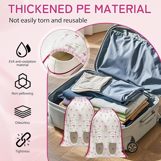 Shoe Bags for Travel, Waterproof Drawstring Shoe Bags for Packing | 13.8" x 11.8" Large Dustproof Portable Travel Shoe Storage Bags Travel Essentials Women - Image 4