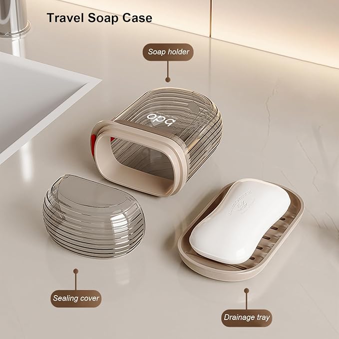 Toothbrush Travel Case & Travel Soap Holder Dish Tray Set of 2, Portable Clear Toothbrush Holders with Cover Leakproof Bar Soap Holder for Traveling School Camping Business Bathroom - Image 6
