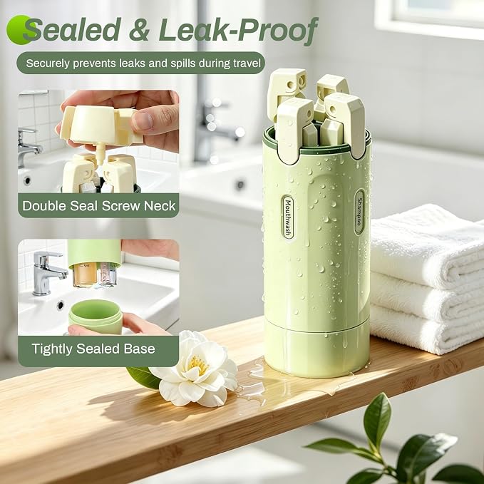 4 in 1 Travel Dispenser Bottle, 4 Pack 30ML Travel Bottles for Toiletries, 4 in 1 Travel Dispenser with Label, Leakproof & TSA Approved Portable Containers for Shampoo Lotion Conditioner Cream - Image 5