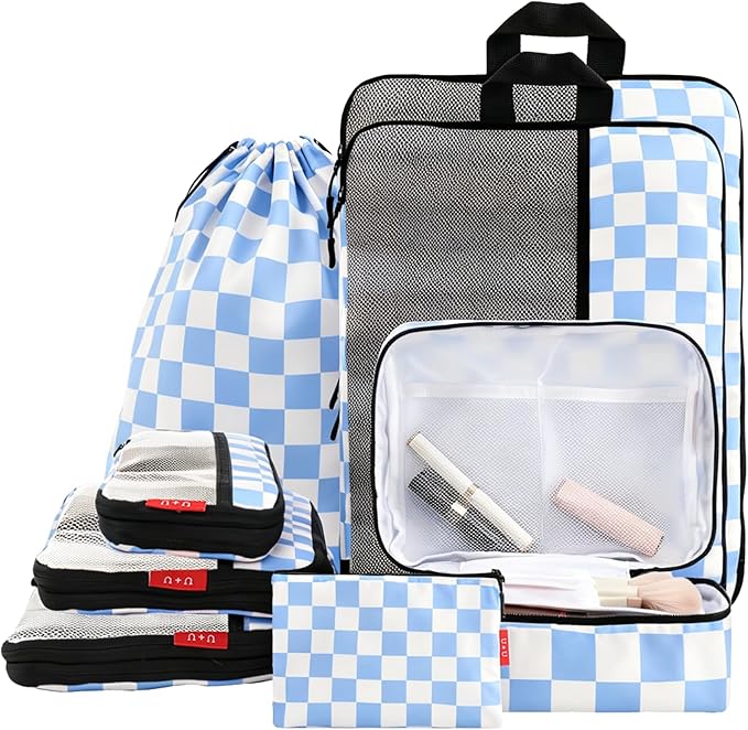 U+U 8 Set Compression Packing Cubes - Ultralight Travel Organizers by UU