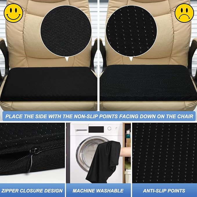 Gel Seat Cushion for Long Sitting - 20" x 20" x 1.8" (Extra Thick＆Soft) | Zero Gel Cushions for Pressure Relief, Honeycomb Gel Seat Cushion, Ergonomic Silicone Seat Cushion for People Over 140 lbs - Image 6