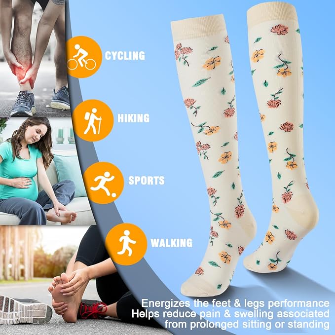 cerpite Compression Socks for Women & Men 6 Pairs Knee High Compression Socks 20-30 mmhg Best for Running,Nurse,Travel - Image 5