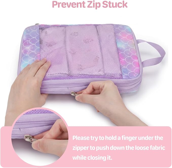 Kids Compression Packing Cubes - 4 PCS Sets, Purple Memarid | Water Resistant 4 Piece Set with Shoe Bag, Toddler Suitcase Organizer Set, Expandable Storage for Luggage - Image 8