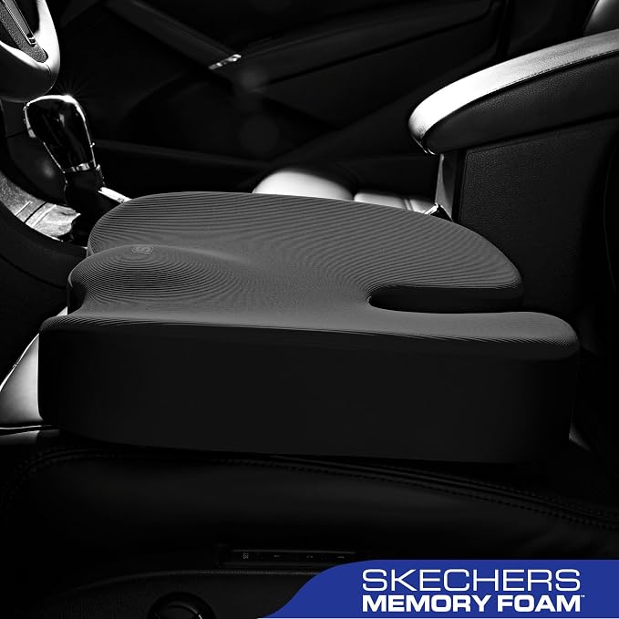 Skechers Memory Foam Seat Cushion,Office Chair Cushion for Tailbone Pain Relief,Butt Pillow for Office Chair,Car seat Cushion,Computer Desk,Long Sitting Office Workers,and Car Drivers,Black - Image 4