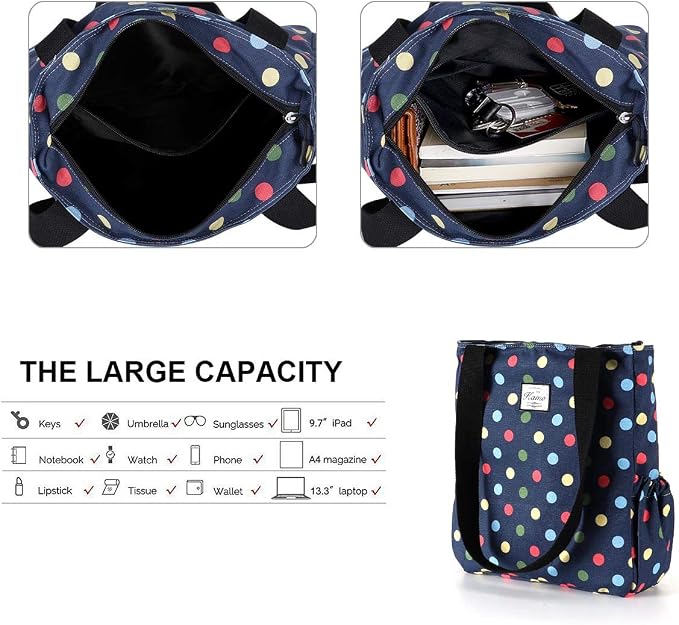 KAMO Floral Tote Bag - Waterproof Lightweight Handbags Travel Shoulder Bag for Hiking Yoga Gym Swimming Travel Beach - Image 5