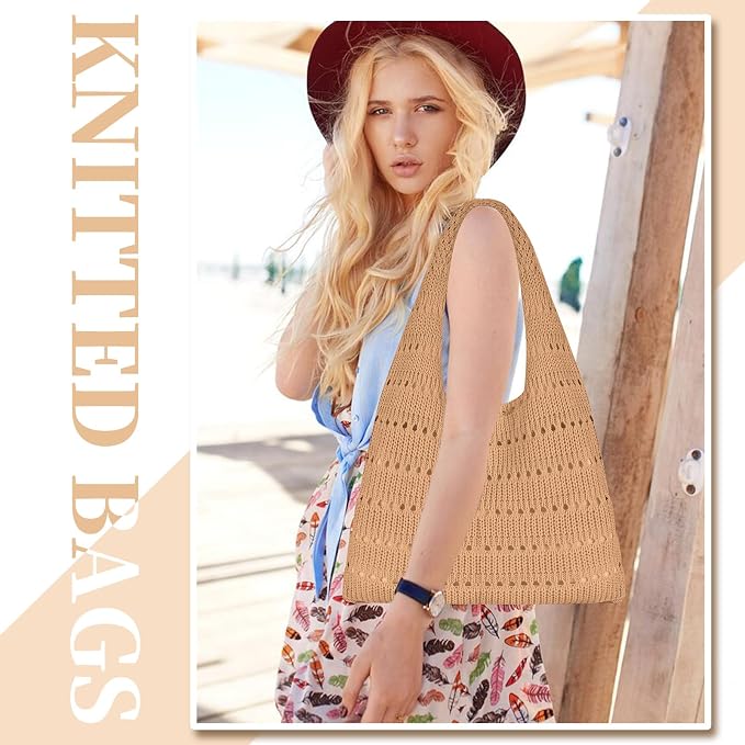 Sightor Crochet Tote Bag, Mesh Beach Bag Knit Summer Hobo Bag for Women | Beach Tote bag Vacation Outfits Aesthetic Boho Bag - Image 6