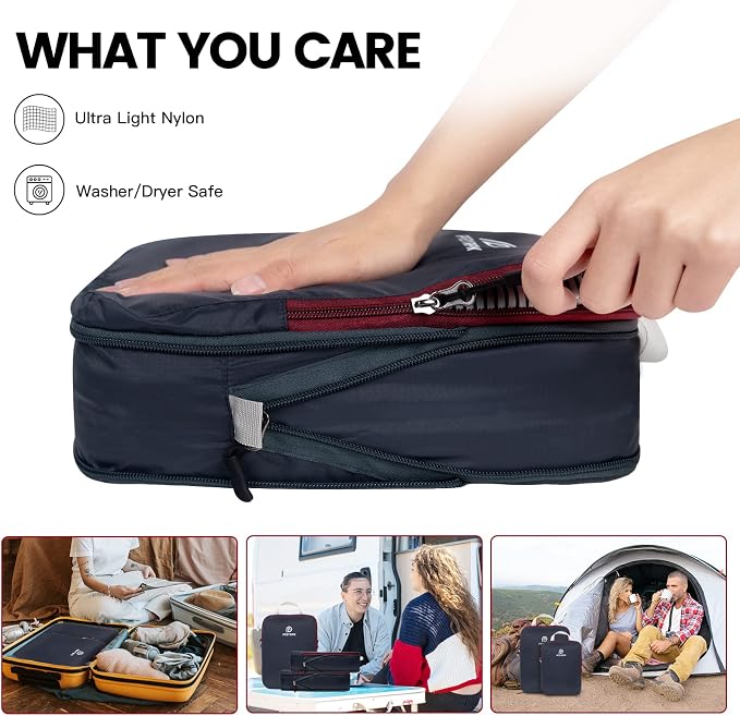 PFEYRPK Lightweight Compression Packing Cubes for Suitcases, Compressible Expandable Travel Packing Organizer with Clear Toiletries and Backpack Bag, Travel Essentials for Carry on Luggage 7 Set - Image 2