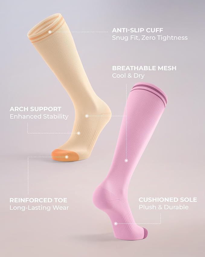 FITRELL 4 Pairs Compression Socks for Women & Men, 15-20mmHg Circulation Support for Athletic Travel Daily Wear - Image 5