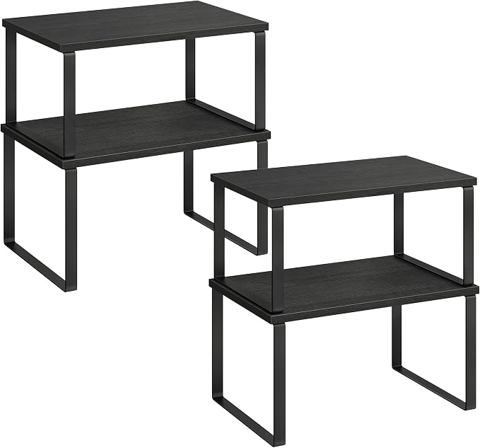 SONGMICS Cabinet Organizer Shelf, Set of 4 Spice Rack, Kitchen Storage | Kitchen Storage, Spice Rack, Steel and Particleboard, Ebony Black and Matte Black, BYSTRO Collection UKCS027B01 by Unknown