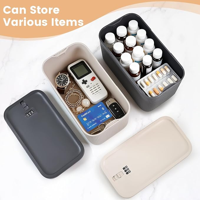 Upgraded Taller Size Medicine Lock Box,Lockable Storage Box with Combination Code for Medication Safe,Lock Box for Pills/Snack/Ipad Mini,Locked Container for Home/Office 9.4X5.5X5.7inch Medium - Image 9