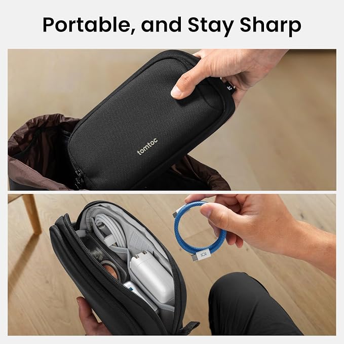 tomtoc Electronic Organizer Travel Case, Dual Compartment Tech Organization | Water Resistant Cable Pouch Storage Bag for Charger, Cord, Phone, Hard Drive, Power Bank, Accessories Travel Essentials - Image 9
