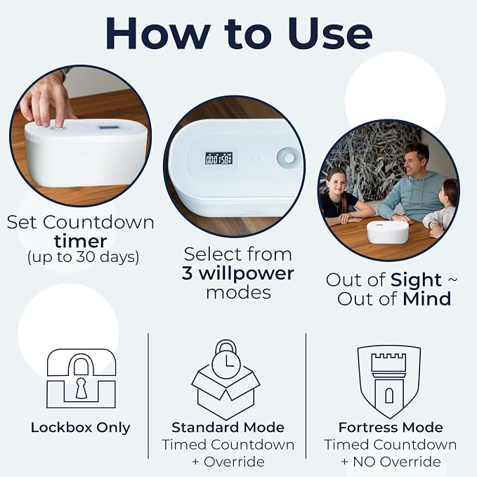 Mindsight Timed Lock Box | Unplug from Phones, Video Games, Social Media, Snacks & Cravings | 3 Modes based on Willpower | Easy to Use | Out of Sight ~ Out of Mind | Boost Your Mental Wellness - Image 5