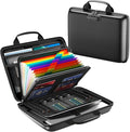 Fireproof Document Box, Hard Case Fireproof File Organizer with Lock and 13 Pocket Accordion File Folder, Portable Safe Box for Home Office Travel to Storage Important Documents Laptop Black by Unknown