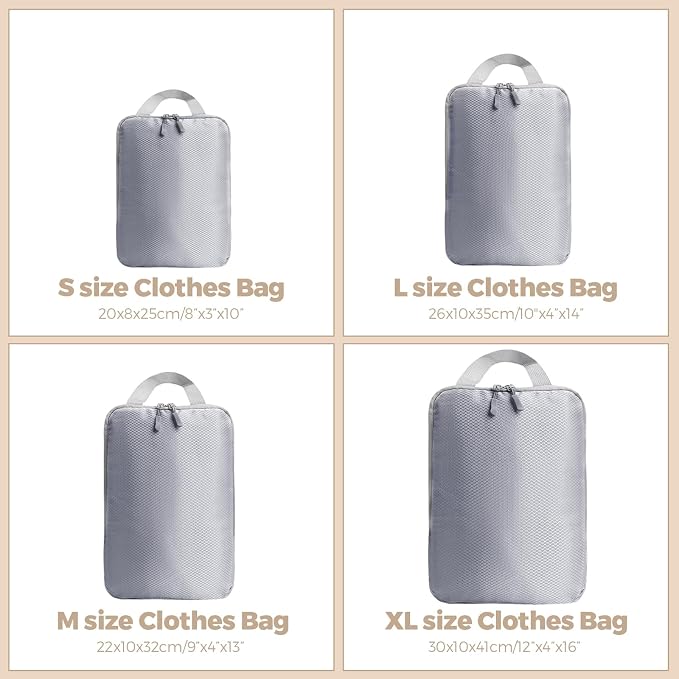 LANSKLBD 6/8 Set Packing Cubes for Suitcases Travel Luggage Packing Organizers,Travel Accessories Essentials Luggage Organizer with Shoe/Tioletry/Laundry Bag (Grey, 4 set) - Image 7