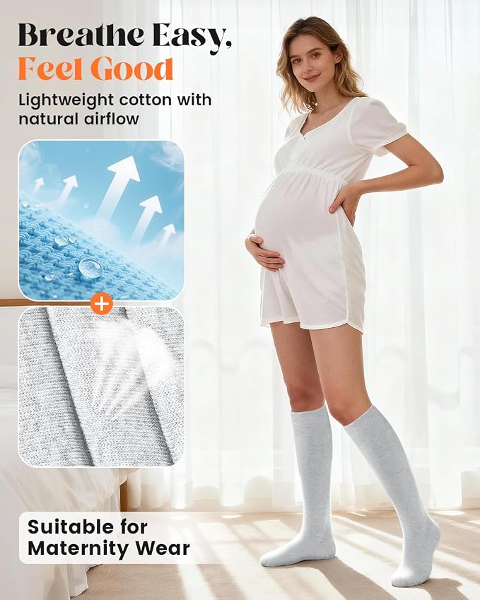 LEVSOX Cotton Compression Socks for Women Men 20-30 mmHg Knee High Cute Support Sock for Nurses Flying Pregnancy - Image 4