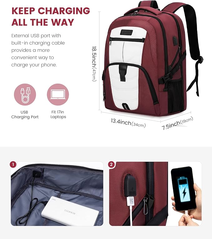 LOVEVOOK Large Laptop Backpack for Men,17.3Inch Heavy Duty Travel Backpack | TSA-Friendly with Anti-Theft,Carry On Flight Approved,College Work Bookbag,Water Resistant Business Backpack for Men Women - Image 3