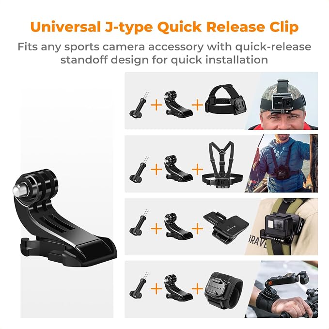 K&F CONCEPT Action Camera Accessories Set for GoPro Hero 13-4 Mission 1 Pro | Chest Mount Harness+Backpack Clip+360° Rotating Head Strap +Wrist Strap for DJI Osmo Action/Pocket 4/3/Insta360 X5/X4, TW06 - Image 2