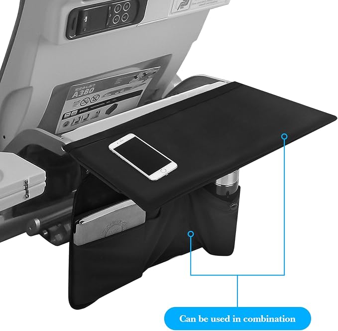 Linkidea Airplane Tray Table Cover with Under Desk Attachment Set, Travel Accessories for Seat Back Organize & Personal Item Storage, Washable Flight Accessories with Water Bottle Holder - Image 3