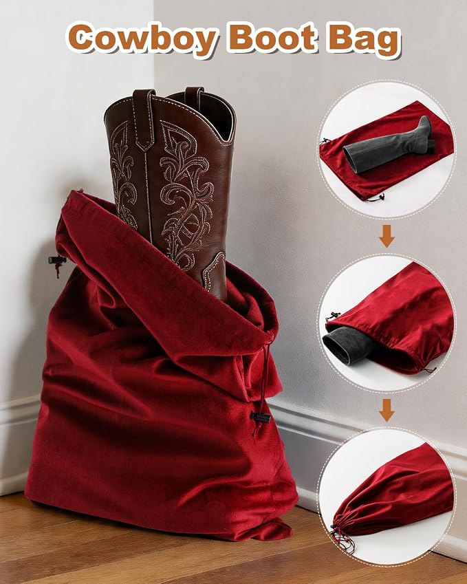 4 Pcs Shoe Bags for Travel, Large Boot Bag, Rio Red, 21.2x13.3 Inch | Washable & Reusable Travel Shoe Bags, Dustproof Shoe Bags with Drawstring Closure, Suitable for Travel, Home Storage - Image 4
